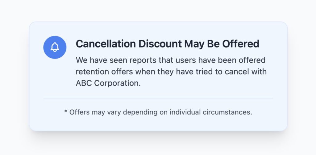 Cancellation discount example image